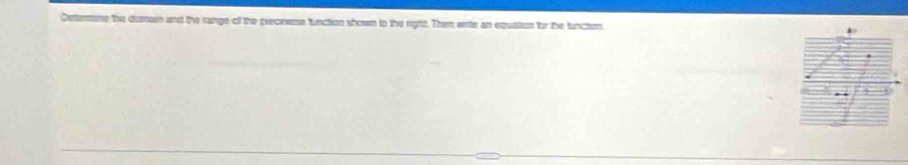 Dettemume the domain and the range of the precevese function shown to the rigtt. Then write an eqastion for the tunctos