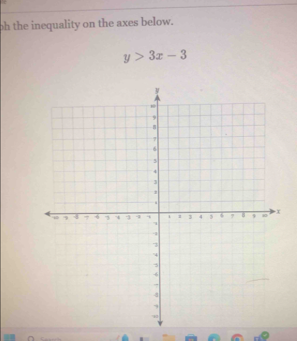 oh the inequality on the axes below.
y>3x-3