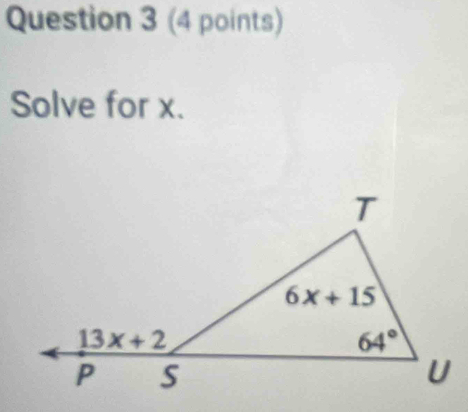 Solve for x.