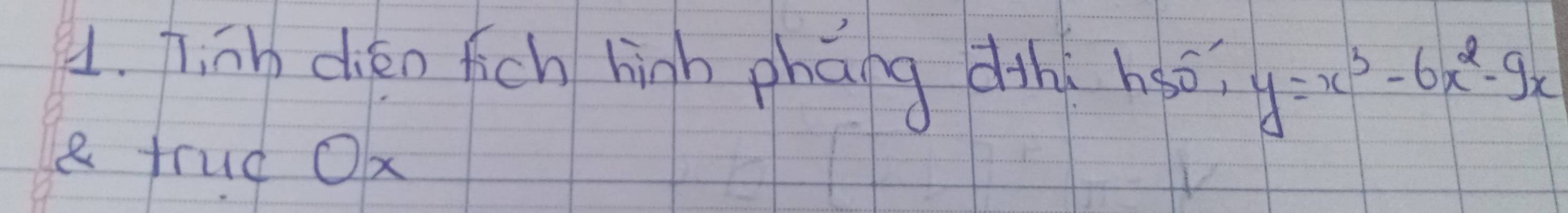 Tinh cién fich hinb phāng dihi hǎǒ? y=x^3-6x^2-9x
a frud Ox