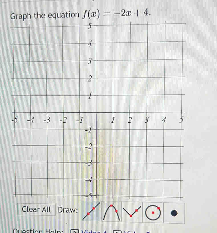 uation f(x)=-2x+4. 
Clear All Draw: 
Question Holn: