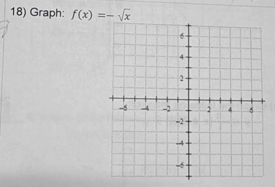 Graph: f(x)=-sqrt(x)