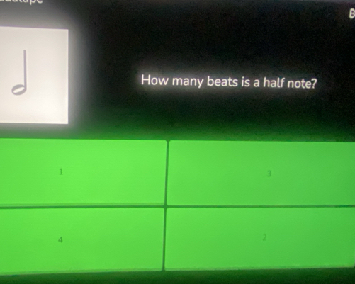 How many beats is a half note? 
1