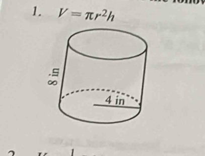 V=π r^2h