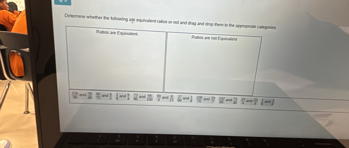 Determine whether the following aTe equivalent ratios or n