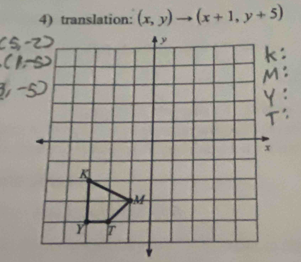 translation: (x,y)to (x+1,y+5)