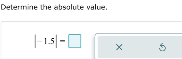 Determine the absolute value.
|-1.5|=□
×