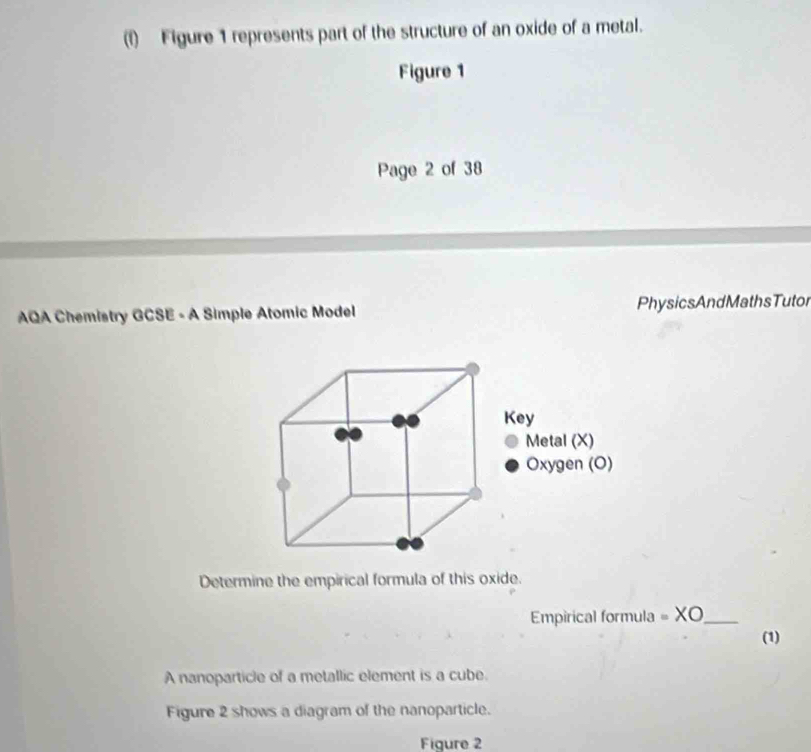 Solved: Figure 1 represents part of the structure of an oxide of a ...
