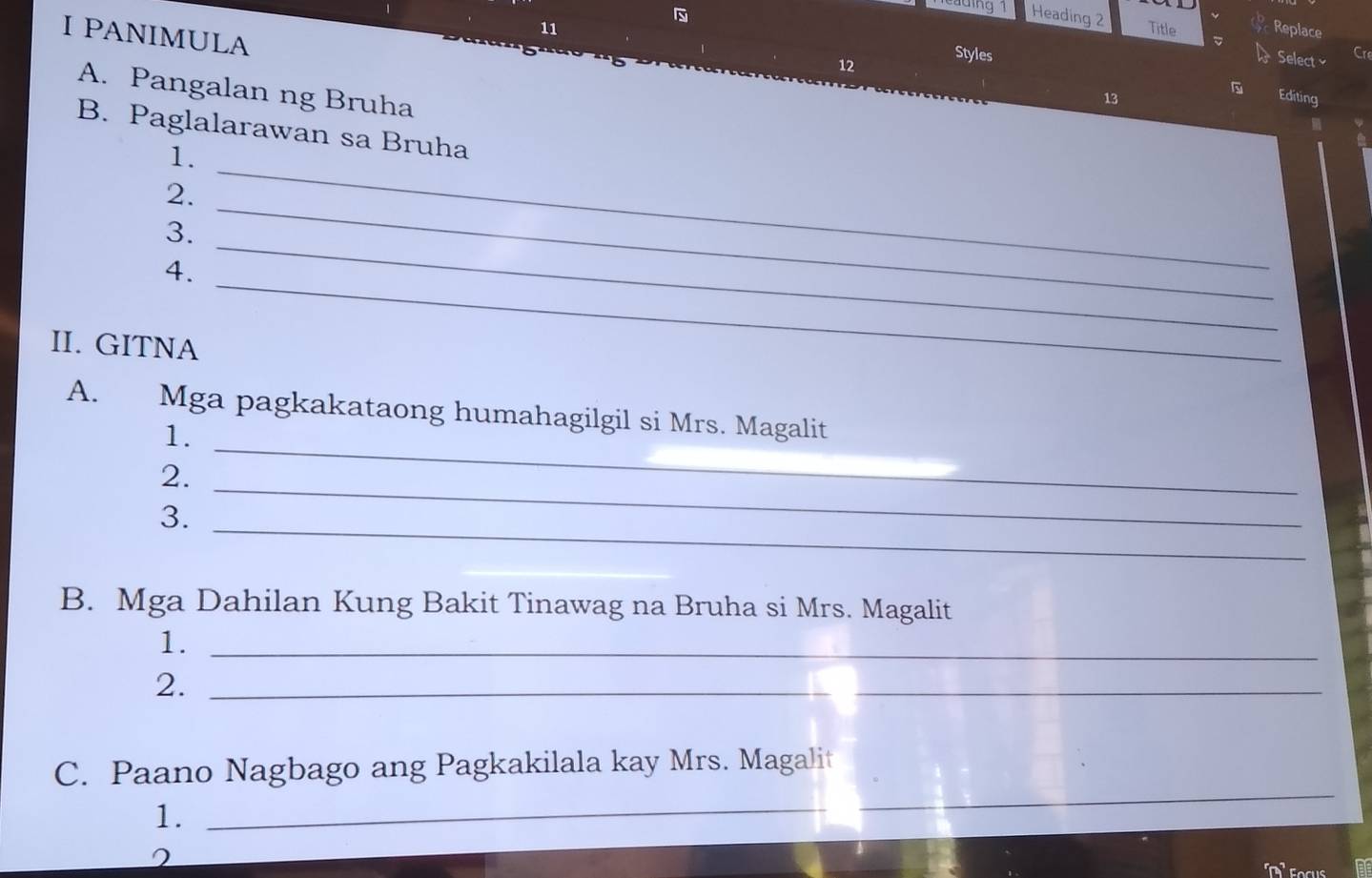 Solved: Lncading Heading 2 I PANIMULA 11 Title Replace 12 Select ≌ Cr ...