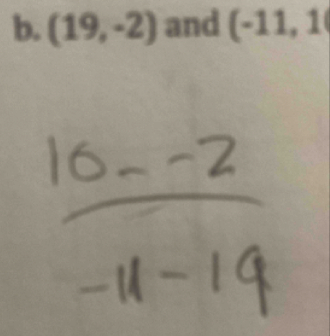 (19,-2) and (-11,1