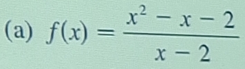 f(x)= (x^2-x-2)/x-2 