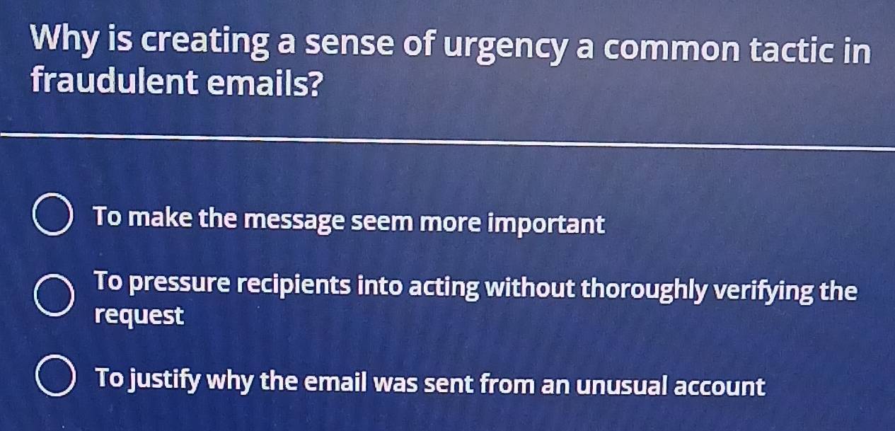 Solved: Why is creating a sense of urgency a common tactic in ...