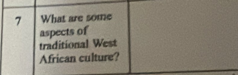 What are some 
aspects of 
traditional West 
African culture?