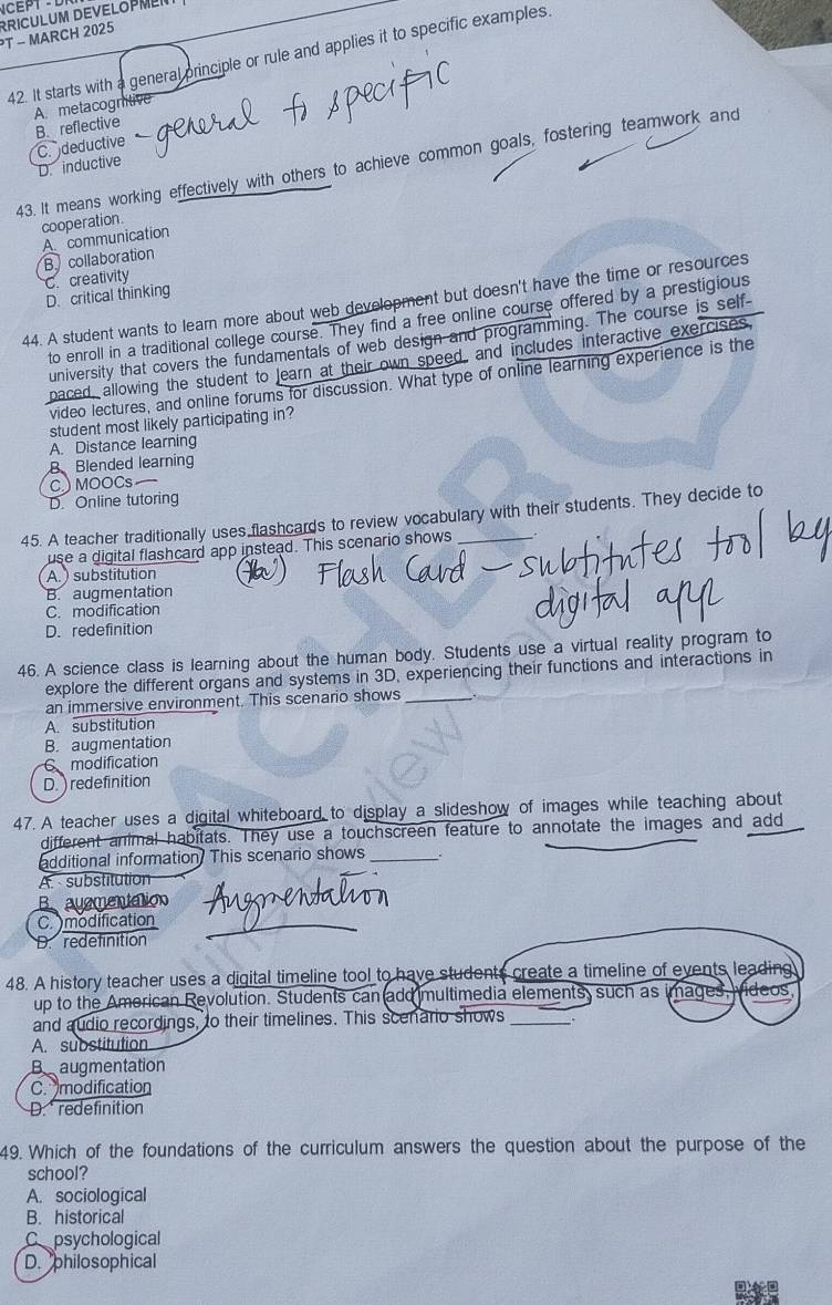 Solved: CE PT - MARCH 2025 RRICULUM DEVELOPME 42. It starts with a ...