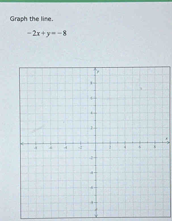 Graph the line.
-2x+y=-8
x