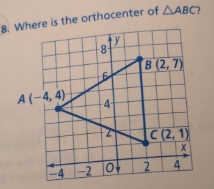 Where is the orthocenter of △ ABC