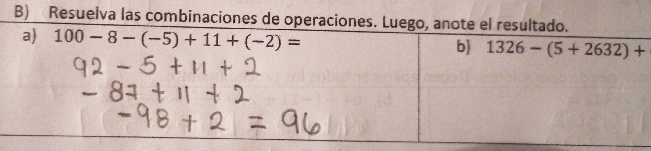 Resuelva las combinaciones de operac