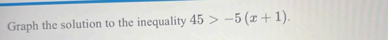 Graph the solution to the inequality 45>-5(x+1).