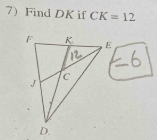 Find DK if CK=12