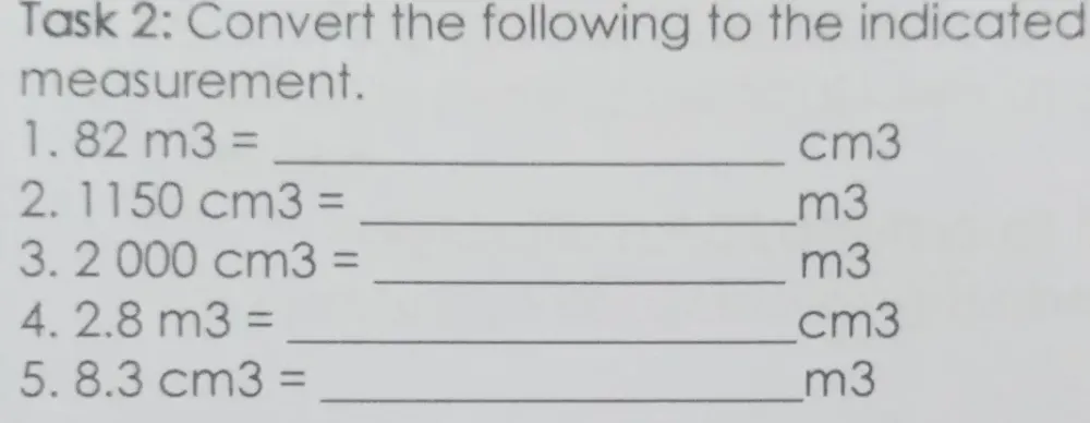 Solved: Task 2: Convert the following to the indicated measurement. 1 ...