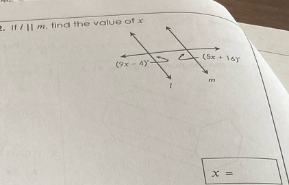 If l||m , find the value of x
x=