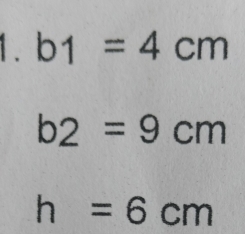 b1=4cm
b2=9cm
h=6cm