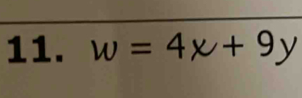 w=4x+9y