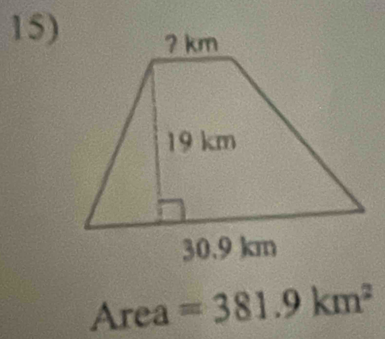 Area =381.9km^2