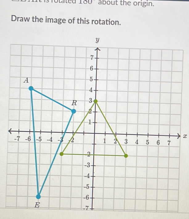 rotated 100 about the origin. 
Draw the image of this rotation.
x