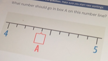 is Question. Make sure you start new workings. 
What number should go in box A on this number line?