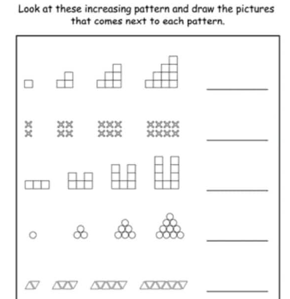 Solved: Look at these increasing pattern and draw the pictures that ...
