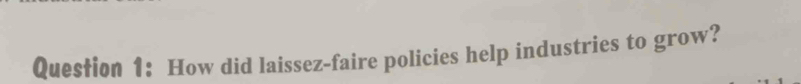 How did laissez-faire policies help industries to grow?