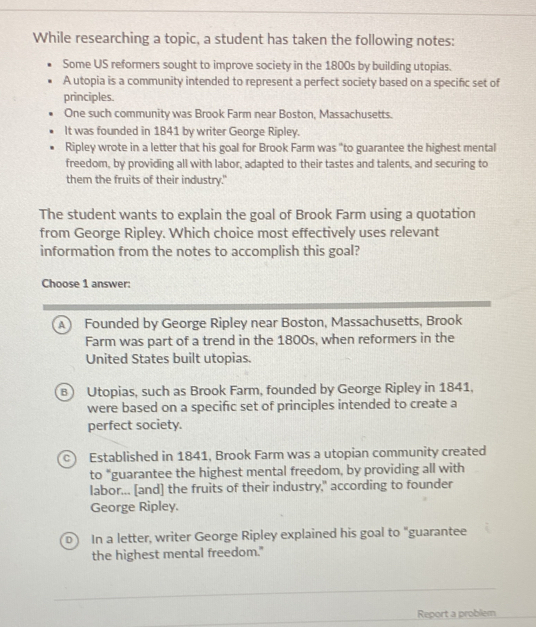Solved: While researching a topic, a student has taken the following ...