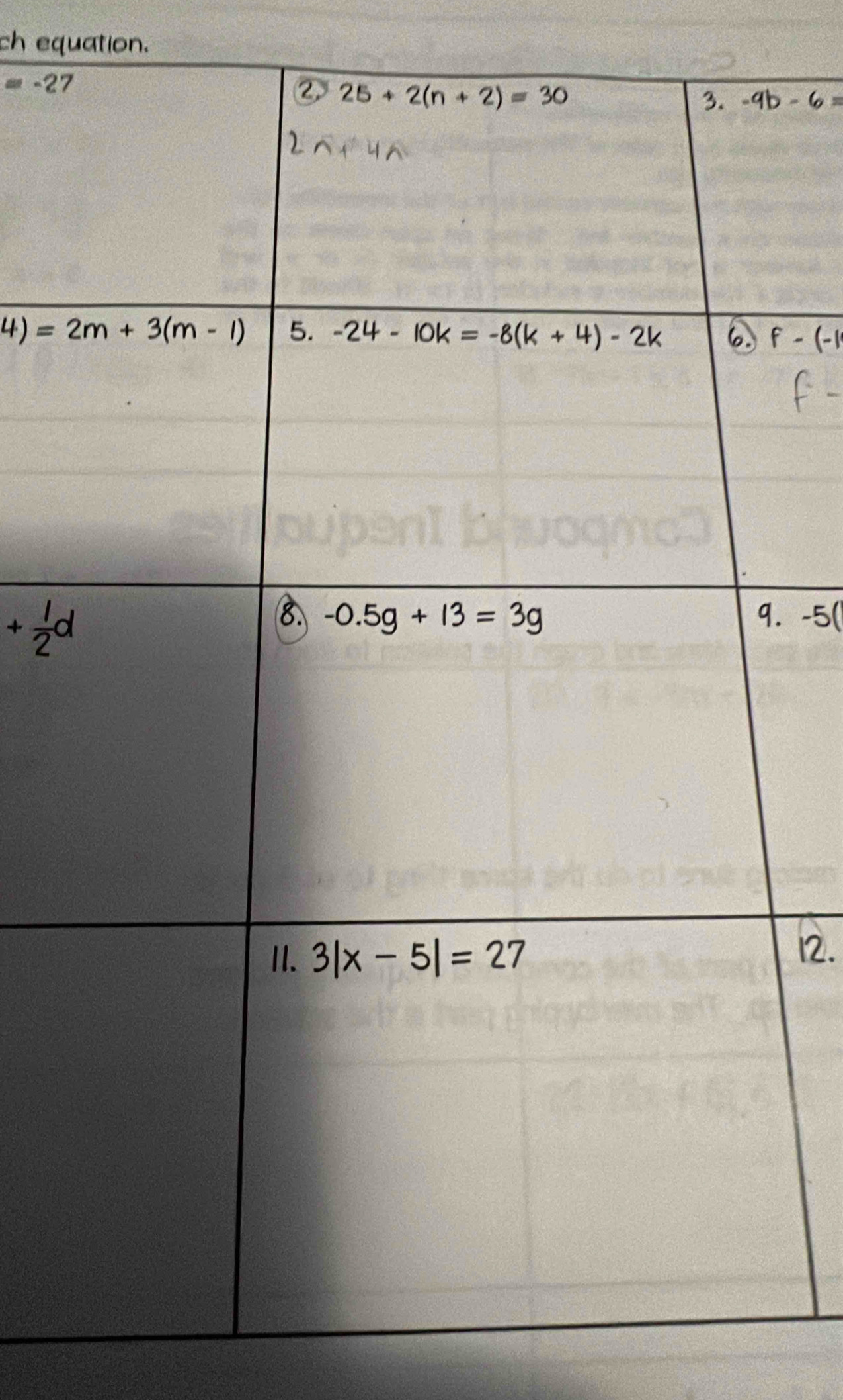 ch equation.
=-2 7
-9b-6=
f-(-1
+ 1/2 d . -5(
12.