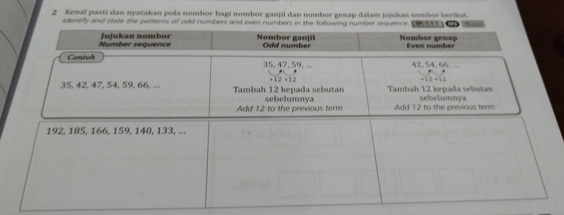 Selesai:Kenal pasti dan nyatakan pola nombor bagi nombor ganjil dan ...