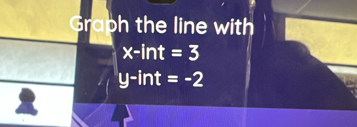 Graph the line with
x-int=3
y-int=-2