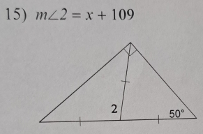 m∠ 2=x+109