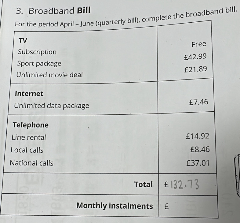 Broadband Bill 
adband bill.