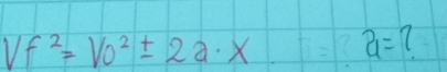 Vf^2=Vo^2± 2a· x a=