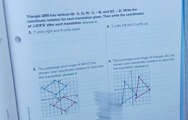 Solved: Triangle QRS has vertices Q(-2,2),R(-3,-4) , and S(1,-2). Write ...