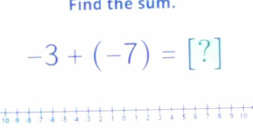 Find the sum.
-3+(-7)=[?]
10