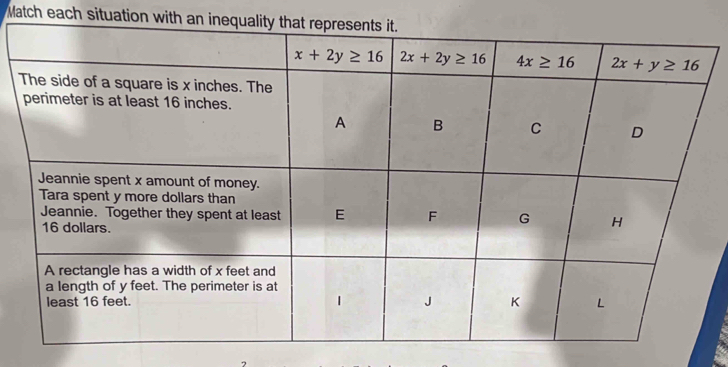 Match each situation with a