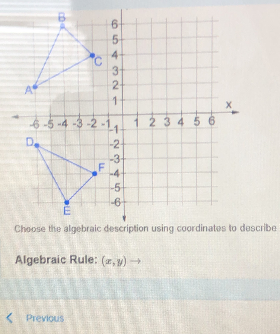 ribe 
Algebraic Rule: (x,y) = 
Previous