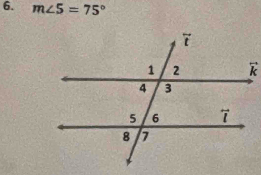 m∠ 5=75°