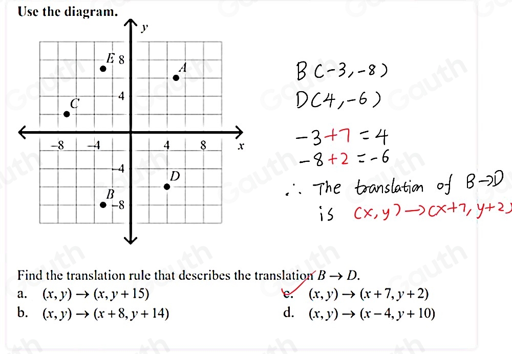 Solved: Use the diagram. Find the translation rule that describes the ...