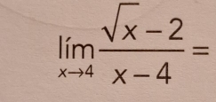 limlimits _xto 4 (sqrt(x)-2)/x-4 =