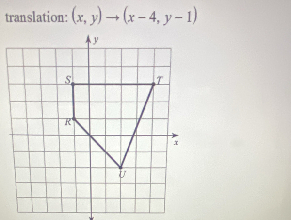 translation: (x,y)to (x-4,y-1)