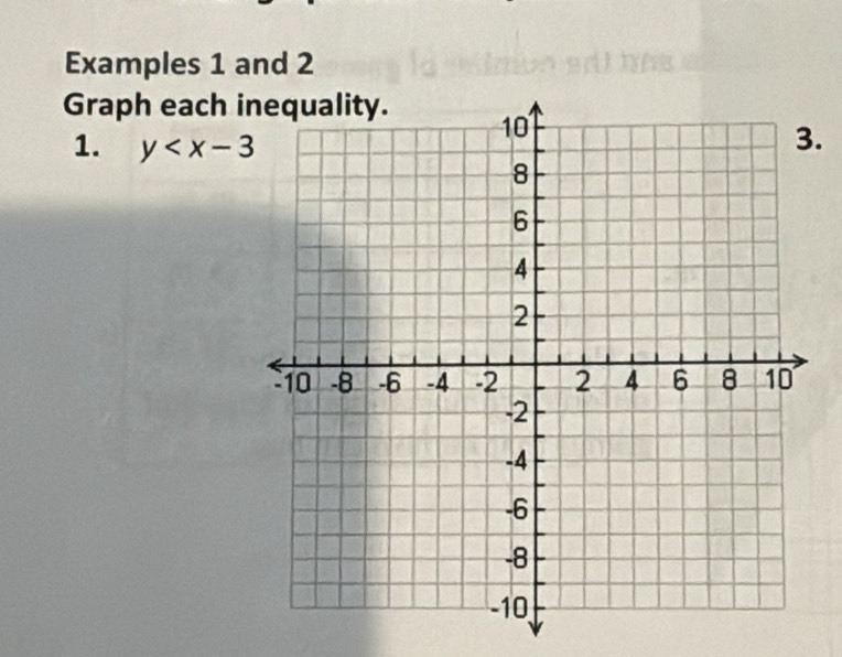 Examples 1 and 2 
Graph each i 
1. y .