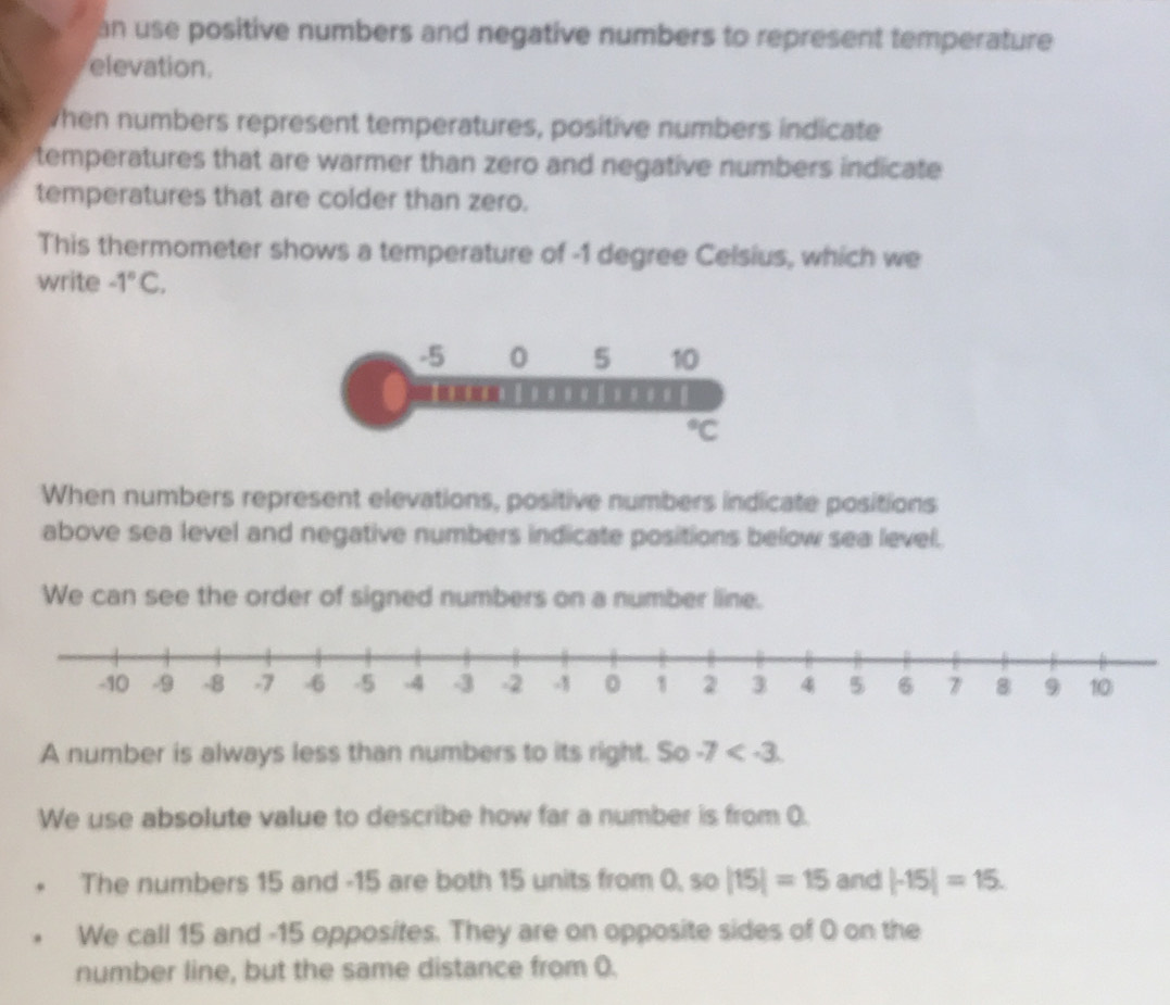 an use positive numbers and negative numbers to represent temperature ...
