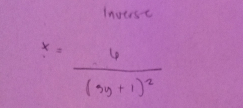 Inversc
x=frac 6(3y+1)^2